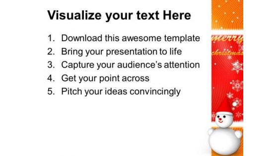 Analogy Of Snowman On Christmas Background PowerPoint Templates Ppt Backgrounds For Slides 1212