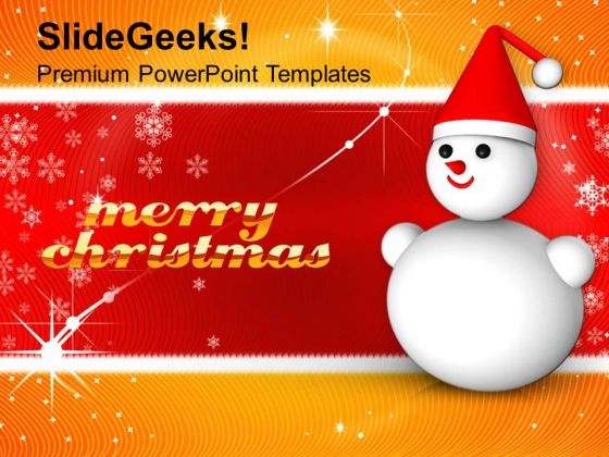 Analogy Of Snowman On Christmas Background PowerPoint Templates Ppt Backgrounds For Slides 1212