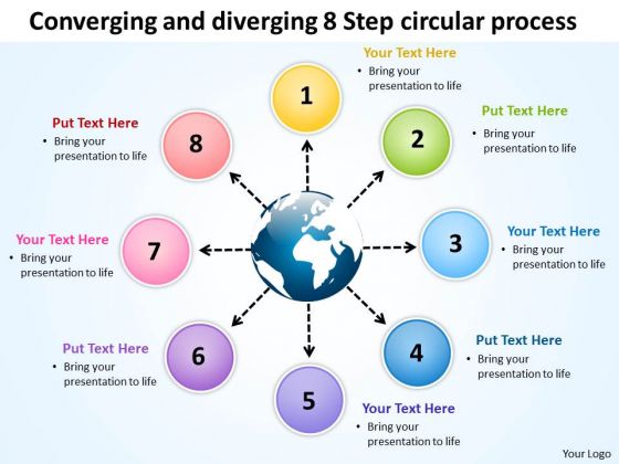 And Diverging 8 Step Circular Process Relative Cycle Arrow Network PowerPoint Slides