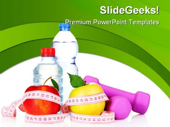 Apple With Measure Tape Health PowerPoint Themes And PowerPoint Slides 0911