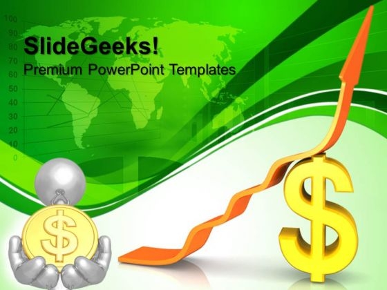Arrow Diagram Moving Up Over Dollar Sign Business PowerPoint Templates And PowerPoint Themes 0812