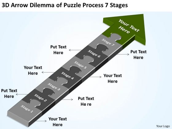 Arrow Dilemma Of Puzzle Process 7 Stages Steps For Writing Business Plan PowerPoint Slides