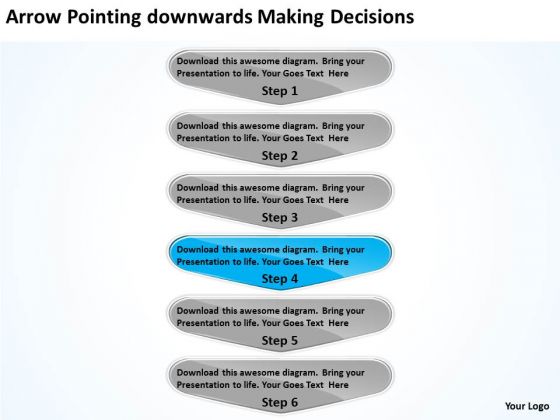Arrow Pointing Downwards Making Decisions Flow Charts Vision PowerPoint Templates