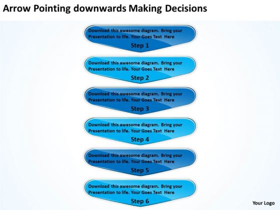 Arrow Pointing Downwards Making Decisions Flowchart Application PowerPoint Templates