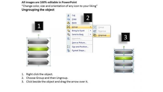 Arrow Shapes For PowerPoint 4 Stages Decision Processing Slides