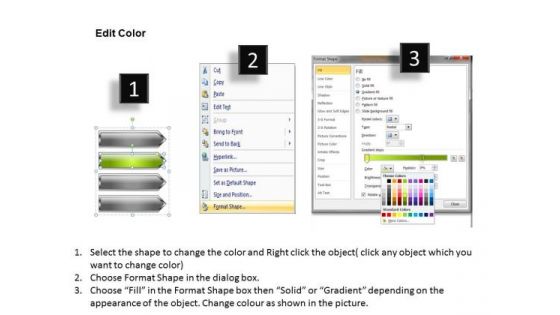 Arrow Shapes For PowerPoint 4 Stages Decision Processing Slides