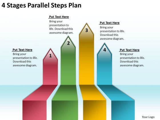 Arrows For PowerPoint Free 4 Stages Parallel Steps Plan Slides