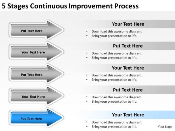 Arrows For Stages Continuous Improvement Process PowerPoint Templates