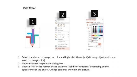 Arrows On Pencil In Different Directions PowerPoint Template
