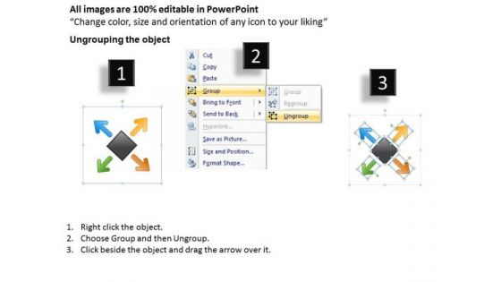Arrows Pointing Different Directions Circular Flow Chart PowerPoint Templates