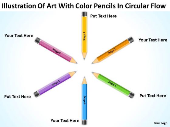 Art With Color Pencils In Circular Flow Ppt Business Plan PowerPoint Templates