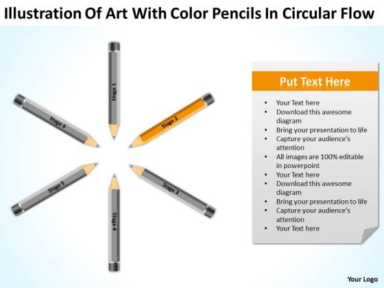 Art With Color Pencils In Circular Flow Ppt Sample Business Plan Templates PowerPoint