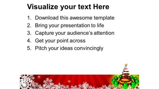 Attractive Christmas Tree With Green Baubles PowerPoint Templates Ppt Backgrounds For Slides 1112