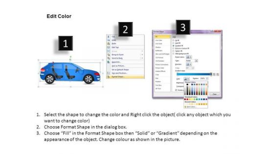 Automotive 4 Door Blue Car Side View PowerPoint Slides And Ppt Diagrams Templates
