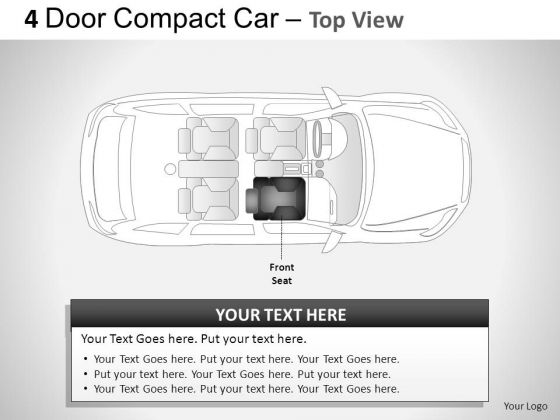 Automotive 4 Door Blue Car Top View PowerPoint Slides And Ppt Diagrams Templates