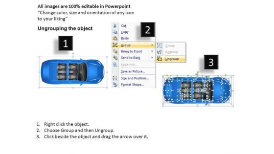 Automotive 4 Door Blue Car Top View PowerPoint Slides And Ppt Diagrams Templates