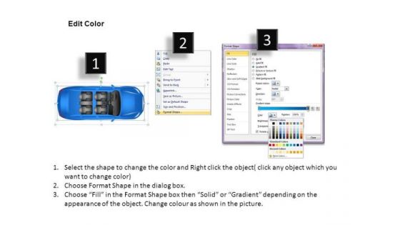 Automotive 4 Door Blue Car Top View PowerPoint Slides And Ppt Diagrams Templates