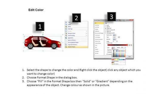 Automotive 4 Door Red Car Side View PowerPoint Slides And Ppt Diagrams Templates