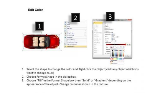 Automotive 4 Door Red Car Top View PowerPoint Slides And Ppt Diagrams Templates
