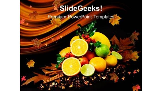 Autumn Leaves With Fruits Nature PowerPoint Templates And PowerPoint Themes 0512