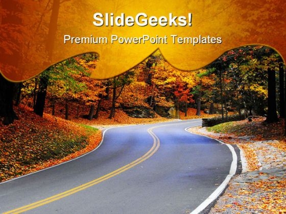 Autumn Road Nature PowerPoint Themes And PowerPoint Slides 0511