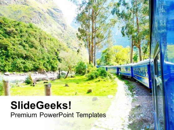 Awesome View Of Turning Train On Mountain PowerPoint Templates Ppt Backgrounds For Slides 0713