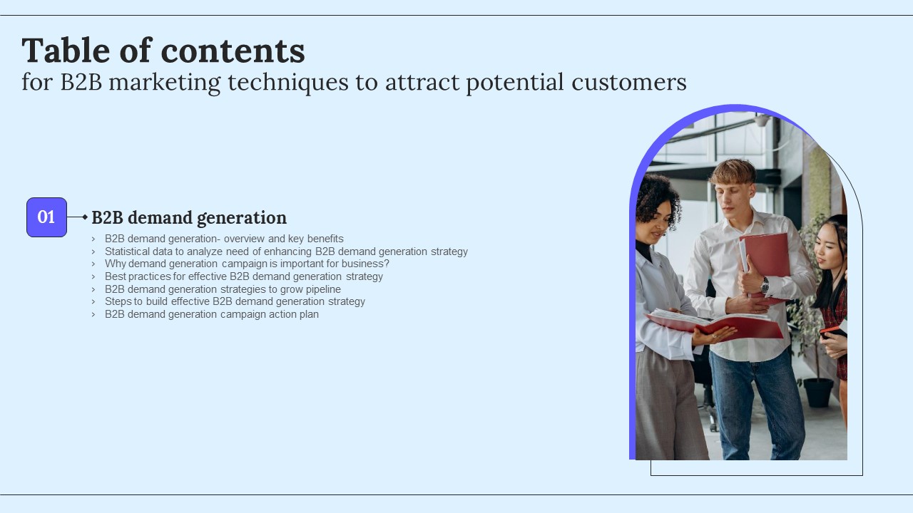B2B Marketing Techniques To Attract Potential Customers Table Of Contents Clipart Pdf