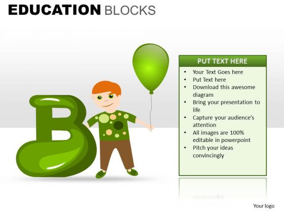 B For Balloon School PowerPoint Templaes Ppt Slides