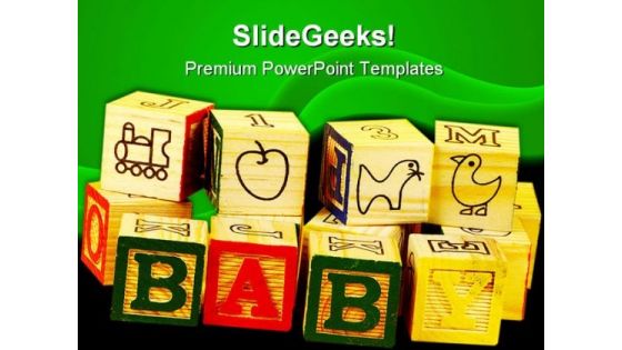 Baby Blocks Education PowerPoint Template 1010