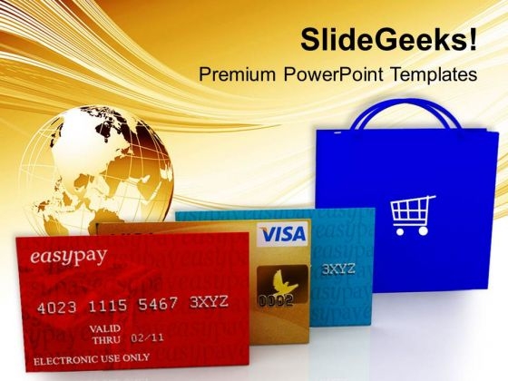 Bag For Shopping With Credit Cards Lifestyle PowerPoint Templates Ppt Backgrounds For Slides 0313