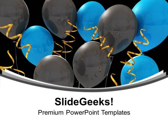 Balloons And Ribbons Party Theme PowerPoint Templates Ppt Backgrounds For Slides 0213