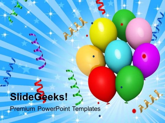 Balloons Streamers And Confetti Celebration PowerPoint Templates Ppt Backgrounds For Slides 1212