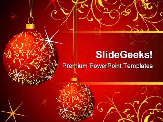 Balls Abstract Christmas PowerPoint Template 0610