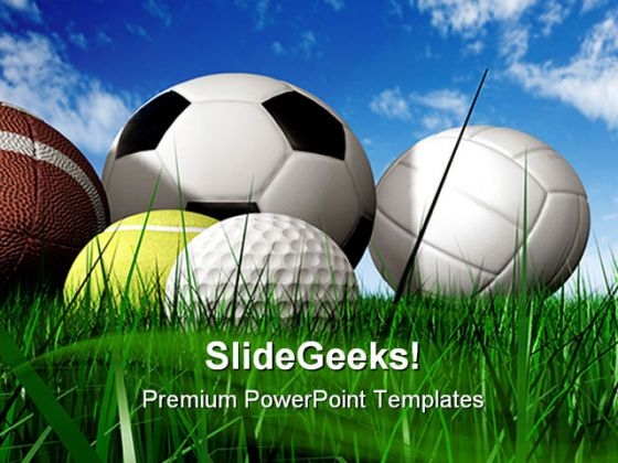 Balls On The Grass Sports PowerPoint Templates And PowerPoint Backgrounds 0211