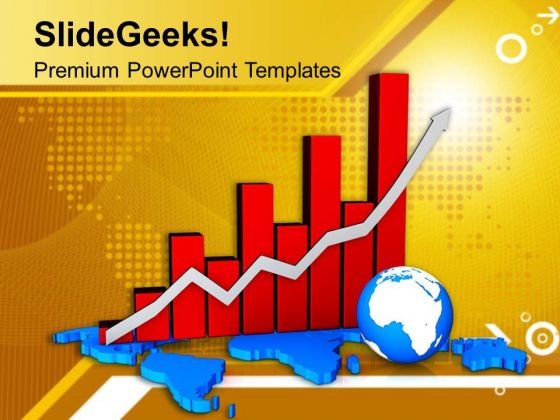 Bar Graph With Map And Globe Business PowerPoint Templates Ppt Backgrounds For Slides 0413