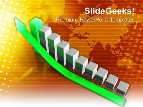 Bar Graph With Up Arrow Global Business PowerPoint Templates Ppt Backgrounds For Slides 0213