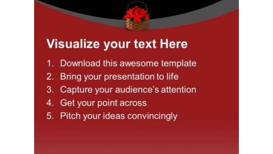 Basket Full Of Red Flowers PowerPoint Templates Ppt Backgrounds For Slides 0113