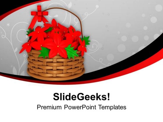 Basket Of Bright Red Flowers PowerPoint Templates Ppt Backgrounds For Slides 0113