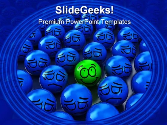Be Different Green Smiley Business PowerPoint Backgrounds And Templates 0111