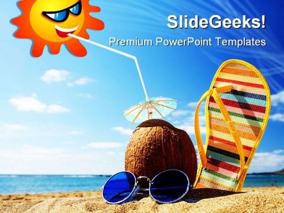 Beach Scene Holidays PowerPoint Backgrounds And Templates 1210