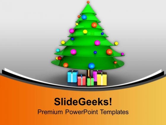 Beautiful Christmas Tree For Celebration PowerPoint Templates Ppt Backgrounds For Slides 0413