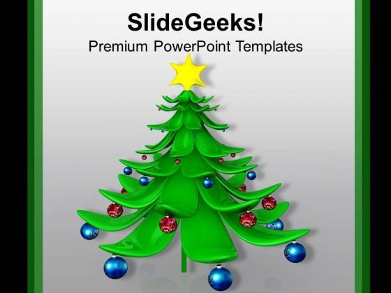 Beautiful Christmas Tree With Balls PowerPoint Templates Ppt Backgrounds For Slides 1212