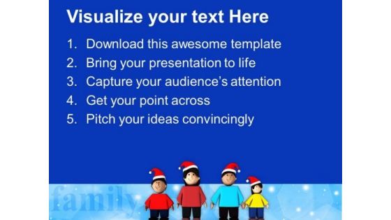 Beautiful Family With Hat Of Santa Claus PowerPoint Templates Ppt Backgrounds For Slides 0713