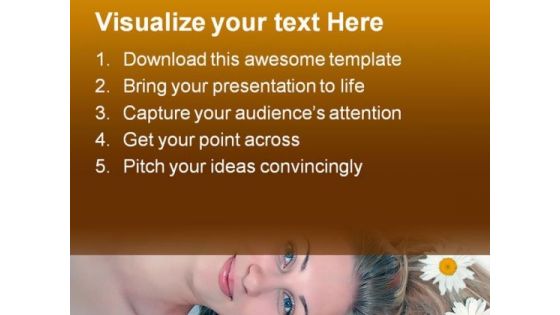 Beautiful Woman With Chamomile Fashion PowerPoint Templates And PowerPoint Backgrounds 0311