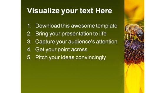 Bee On Yellow Flower Nature PowerPoint Templates And PowerPoint Backgrounds 0311