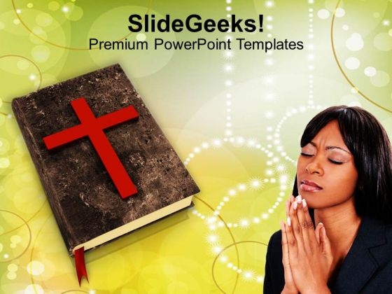 Bible And A Cross Worship Christianity PowerPoint Templates Ppt Backgrounds For Slides 1212
