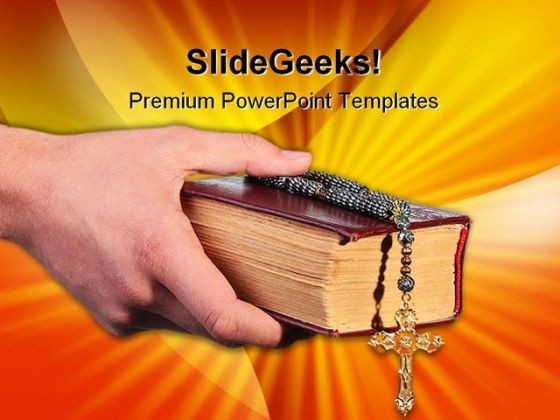 Bible With Cross Religion PowerPoint Themes And PowerPoint Slides 0211
