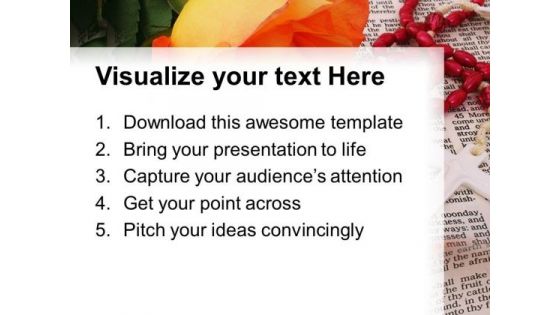 Bible With Rosary Cross Christian PowerPoint Templates And PowerPoint Themes 0712