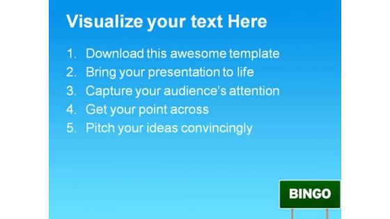Bingo Highway Signpost Metaphor PowerPoint Templates And PowerPoint Backgrounds 0811