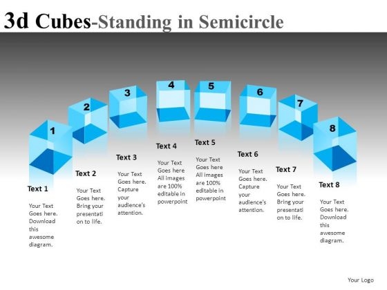 Blocks Arranged In Semicircle PowerPoint Templates